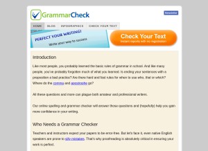 How grammarcheck.net looks like on a tablet such as an iPad.