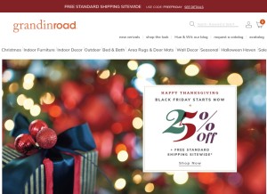 How grandinroad.com looks like on a tablet such as an iPad.