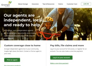 How grangeinsurance.com looks like on a tablet such as an iPad.