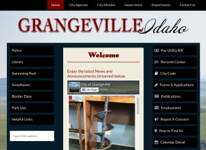 How grangeville.us looks like on a tablet such as an iPad.