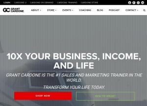 How grantcardone.com looks like on a tablet such as an iPad.