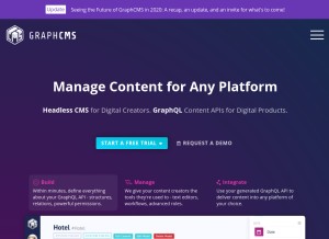How graphcms.com looks like on a tablet such as an iPad.