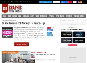 How graphicdesignjunction.com looks like on a tablet such as an iPad.