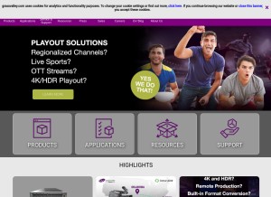 How grassvalley.com looks like on a tablet such as an iPad.