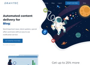 How gravitec.net looks like on a tablet such as an iPad.