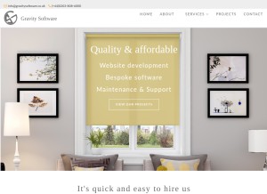 How gravity-software.com looks like on a tablet such as an iPad.