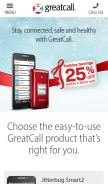 How greatcall.com looks like on a mobile device such as an iPhone.