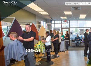 How greatclips.com looks like on a tablet such as an iPad.