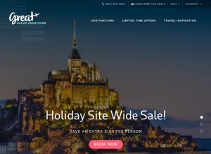 How greatvaluevacations.com looks like on a tablet such as an iPad.