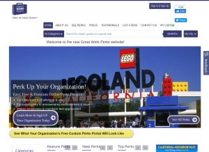 How greatworkperks.com looks like on a tablet such as an iPad.