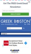 How greekboston.com looks like on a mobile device such as an iPhone.