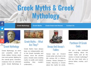 How greekmyths-greekmythology.com looks like on a tablet such as an iPad.