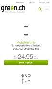 How green.ch looks like on a mobile device such as an iPhone.