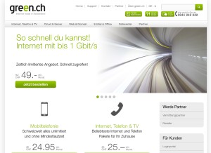 How green.ch looks like on a tablet such as an iPad.
