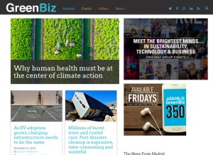 How greenbiz.com looks like on a tablet such as an iPad.
