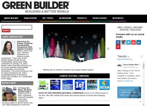 How greenbuildermedia.com looks like on a tablet such as an iPad.