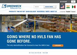 How greenheck.com looks like on a tablet such as an iPad.