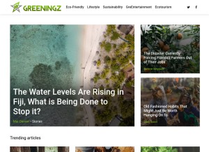 How greeningz.com looks like on a tablet such as an iPad.