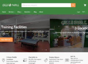 How greenpaddle.com looks like on a tablet such as an iPad.