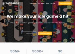 How greenpandagames.com looks like on a tablet such as an iPad.