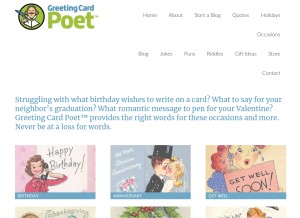 How greetingcardpoet.com looks like on a tablet such as an iPad.