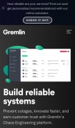 How gremlin.com looks like on a mobile device such as an iPhone.