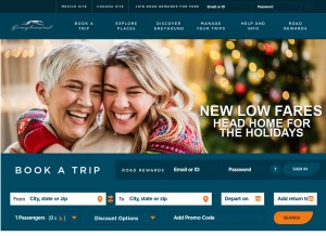 How greyhound.com looks like on a tablet such as an iPad.