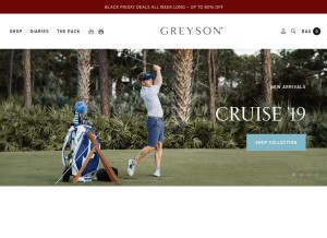 How greysonclothiers.com looks like on a tablet such as an iPad.