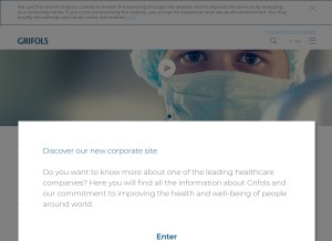 How grifols.com looks like on a tablet such as an iPad.