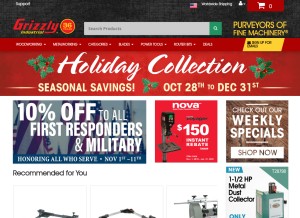 How grizzly.com looks like on a tablet such as an iPad.