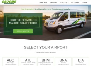 How groometransportation.com looks like on a tablet such as an iPad.