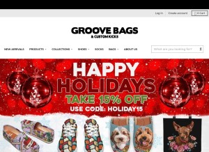 How groovebags.com looks like on a tablet such as an iPad.
