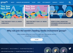 How groupm.com looks like on a tablet such as an iPad.