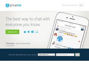 How groupme.com looks like on a tablet such as an iPad.