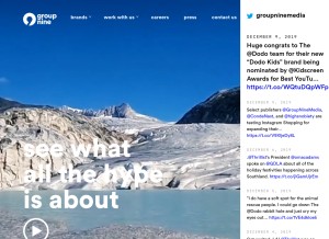 How groupninemedia.com looks like on a tablet such as an iPad.