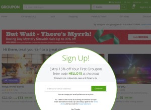 How groupon.ie looks like on a tablet such as an iPad.