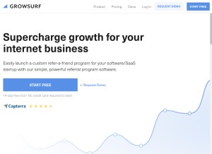 How growsurf.com looks like on a tablet such as an iPad.