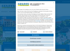 How gruberreisen.at looks like on a tablet such as an iPad.