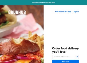 How grubhub.com looks like on a tablet such as an iPad.