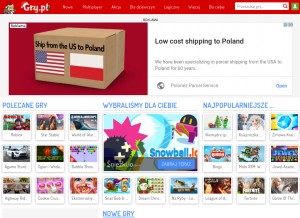 How gry.pl looks like on a tablet such as an iPad.