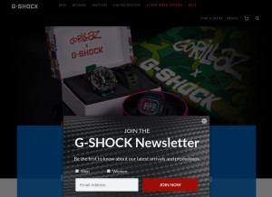 How gshock.com looks like on a tablet such as an iPad.