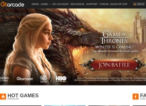 How gtarcade.com looks like on a tablet such as an iPad.