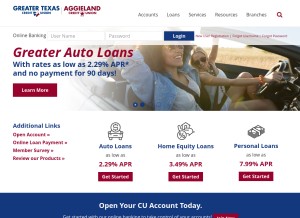 How gtfcu.org looks like on a tablet such as an iPad.