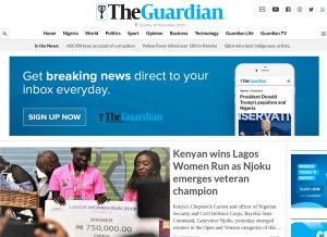 How guardian.ng looks like on a tablet such as an iPad.