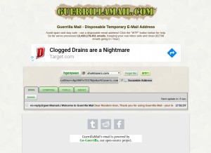 How guerrillamail.com looks like on a tablet such as an iPad.