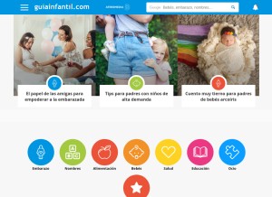How guiainfantil.com looks like on a tablet such as an iPad.