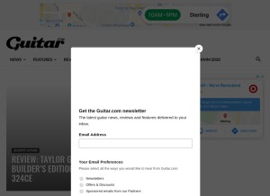 How guitar.com looks like on a tablet such as an iPad.