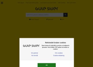 How gulesider.no looks like on a tablet such as an iPad.