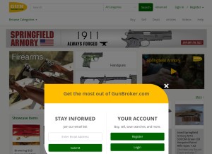 How gunbroker.com looks like on a tablet such as an iPad.