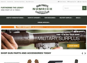 How gunpartscorp.com looks like on a tablet such as an iPad.